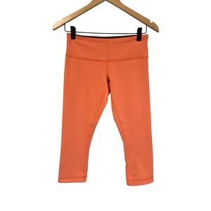 Lululemon‎ Wunder Under Crop Reversible Leggings Coral Orange Charcoal Grey